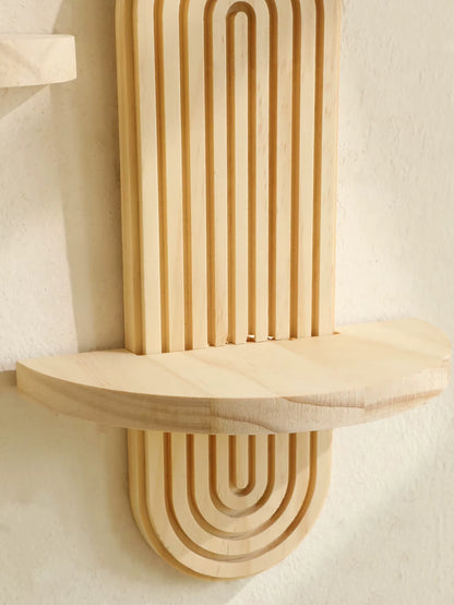 The Entryway "Pill" Symmetrical Wall Shelf / Natural Oak