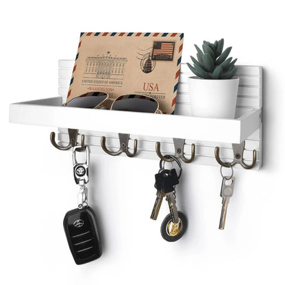 Modern Rustic Wall-Mounted Key Holder & Mail Shelf