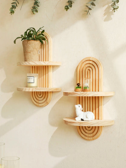 The Entryway "Pill" Symmetrical Wall Shelf / Natural Oak