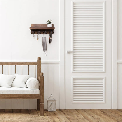 Modern Rustic Wall-Mounted Key Holder & Mail Shelf