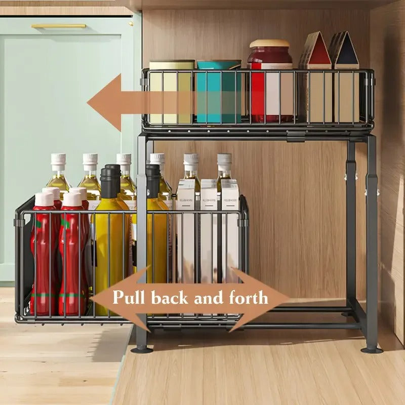 2-Tier Slide-Out Cabinet Organizer