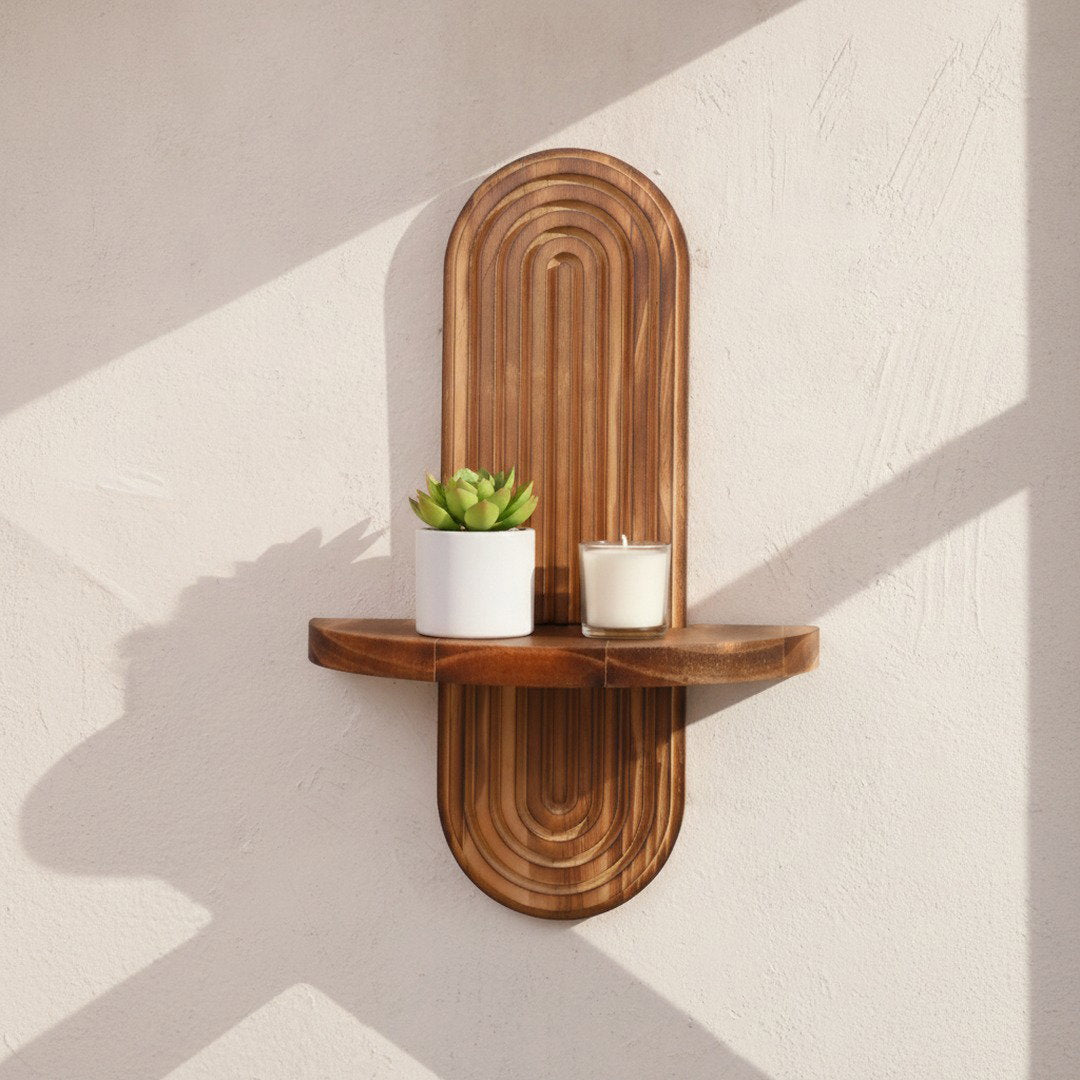 The Entryway "Pill" Symmetrical Wall Shelf / Dark Walnut