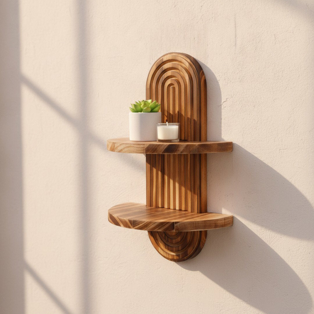 The Entryway "Pill" Symmetrical Wall Shelf / Dark Walnut